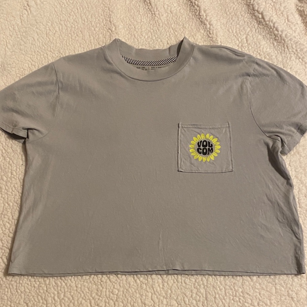 Volcom Crop Tee, Gray/Blue color